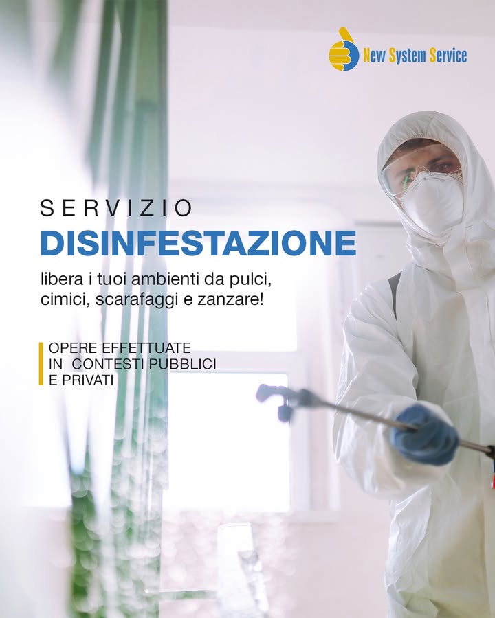 DISINFESTAZIONE PROFESSIONALE 🦟🌿
👉 Zanzare, blatte, insetti o parassiti?
Con New System
