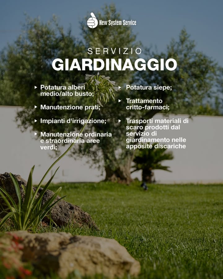 Servizio giardinaggio 🍃
Noi di New System Service offriamo servizi di